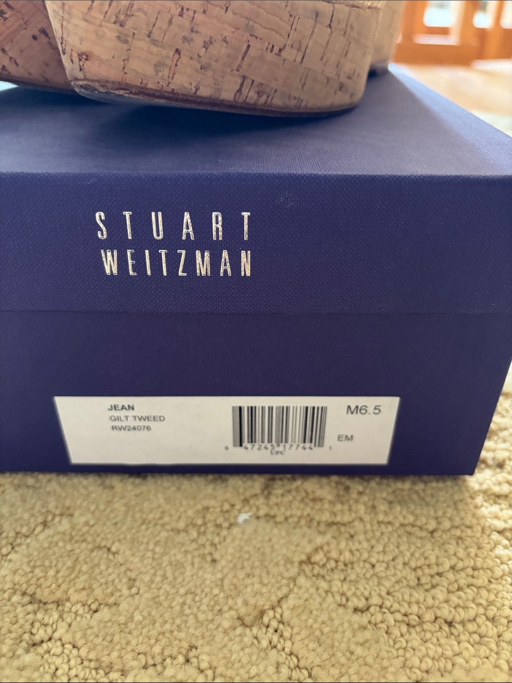 Stuart Weitzman Gold Cork Wedge Slingback Peep-Toe Sandals - Picture 7 of 7